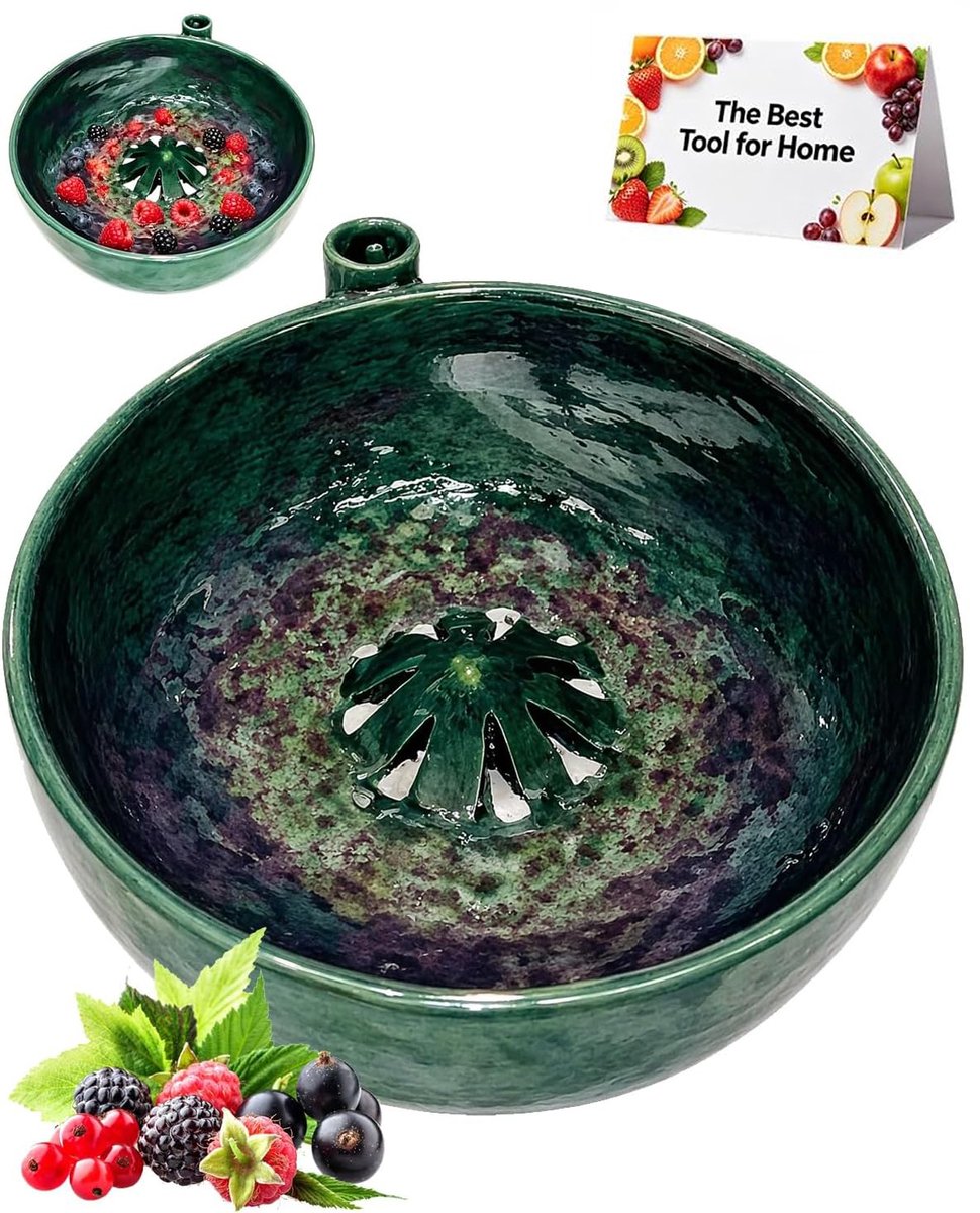 Zelfdraaiende Bessenwasbak - Fruitschaal / Fruitmand - BPA-vrij Kunststof - Automatische Waskom voor Bessen - Groente- en Fruitwasser met Afvoer - Fruitwasser Met Centrifugefunctie voor Snel Wassen - Multifunctionele Mand voor In De Keuken - SOLLBRY®
