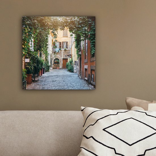 Tableau sur toile Italie - Rue - Lierre - 20x20 cm - Décoration murale