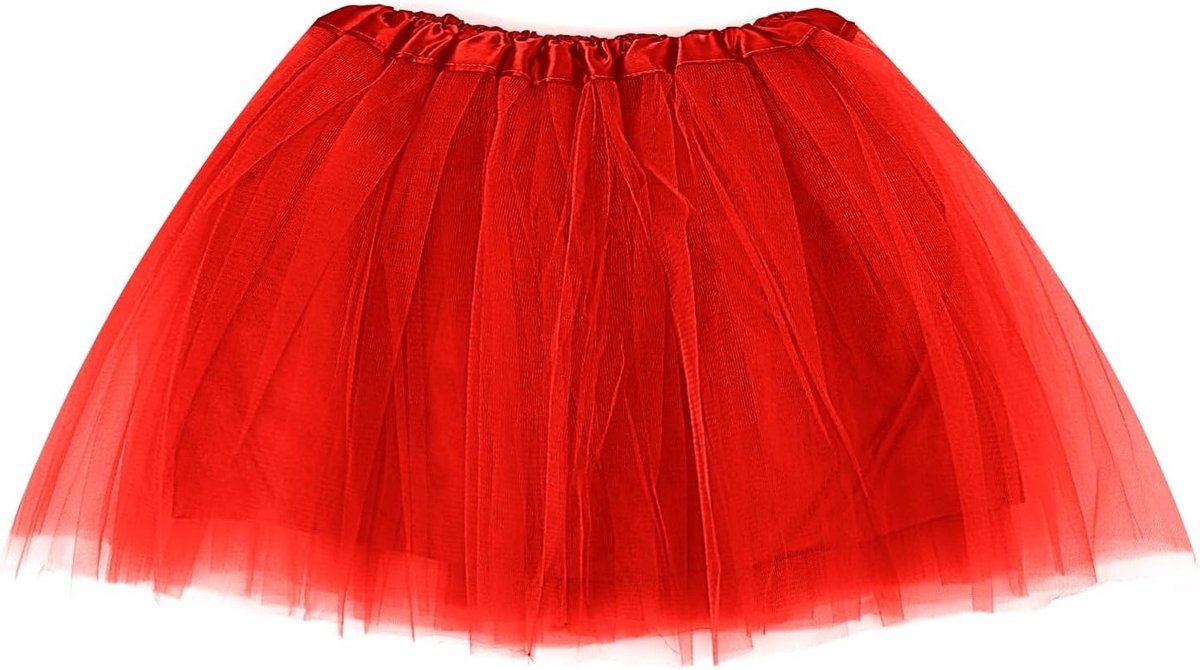 Dames Tulle Rok in Roze Rood met 3 Lagen voor Carnaval, Feest, Dans en Halloween Outfit