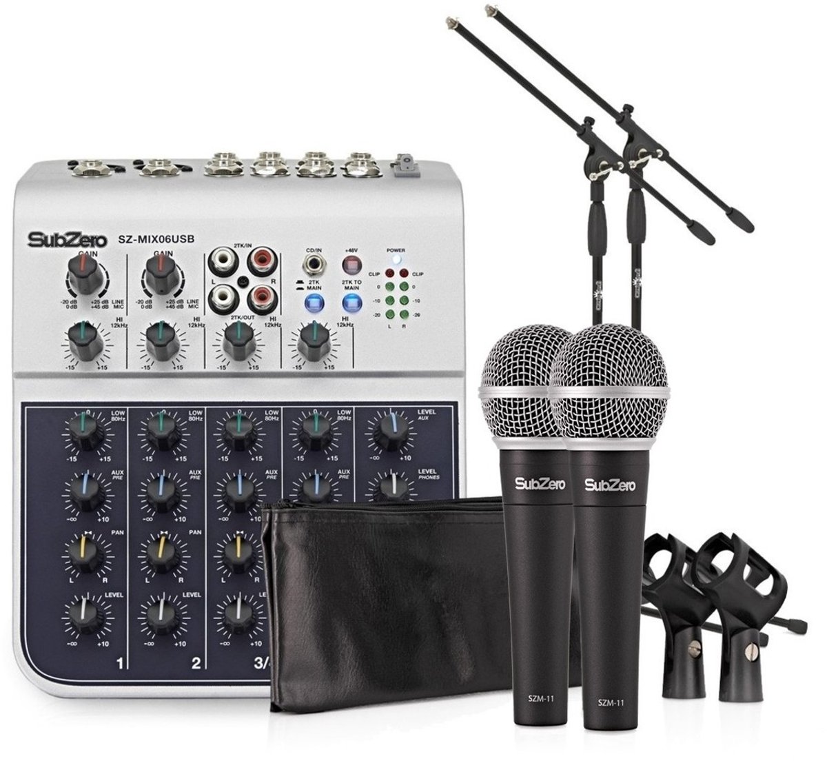 SubZero 6-kanaals Mini Mixer en Microfoon Pakket