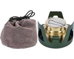 ‌Ultralight Alcohol Stove Burner Set - Mini Camping Cook Stove with Aluminum Pot Stand & Storage Bag for Backpacking, Hiking, Picnic(Green)