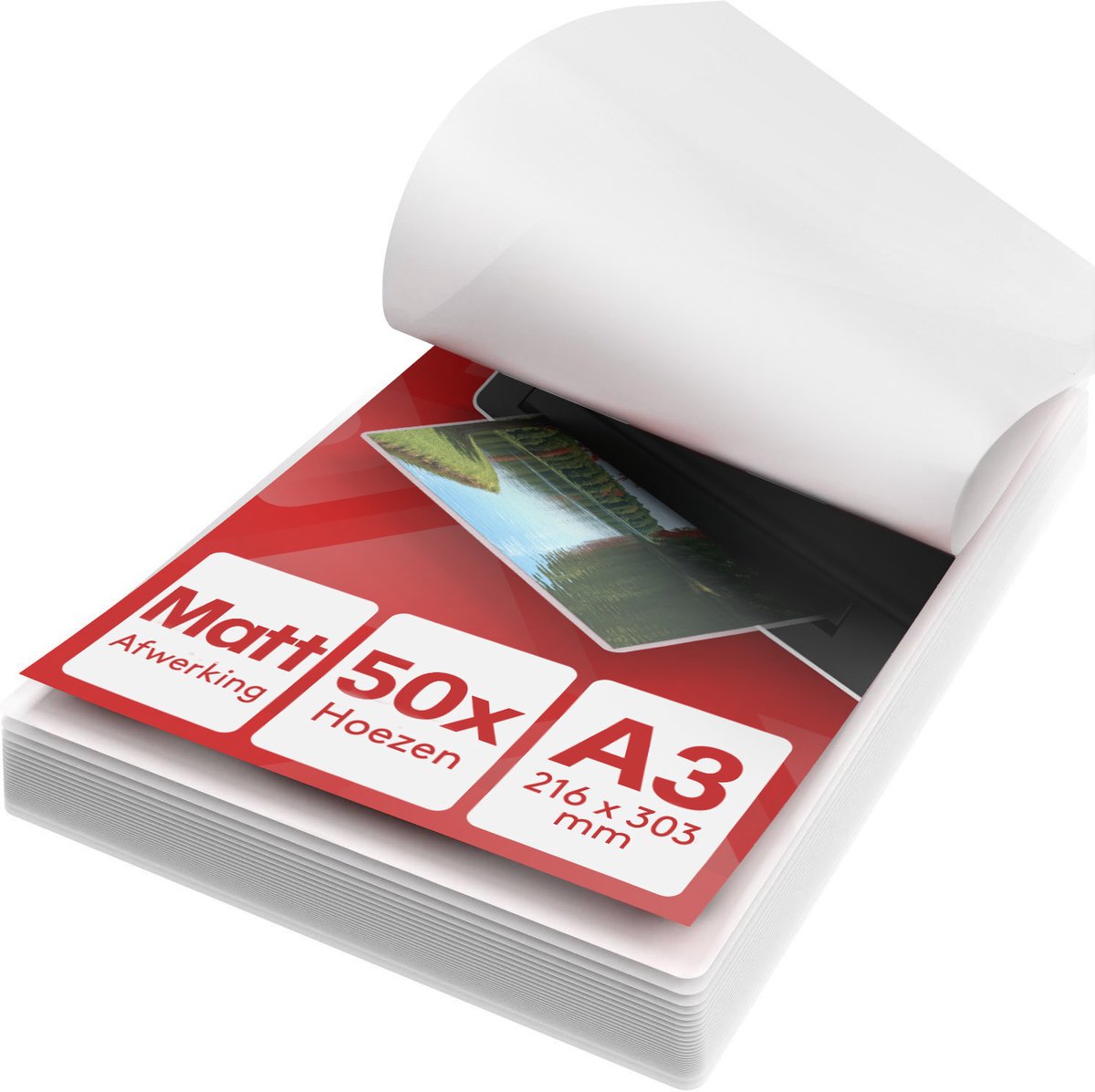 ACROPAQ Lamineerhoezen mat A3 – 50 stuks, 2×100 (200) micron, Antireflecterend, Anti-vingerafdruk, Afgeronde hoeken – Lamineerfolie, Lamineerhoes, Lamineervellen