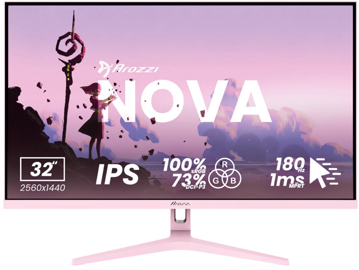 Arozzi Nova 32″ computer monitor 80 cm (31.5") 2560 x 1440 Pixels Quad HD LED Roze