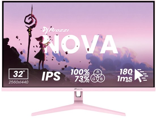 Arozzi Nova 32" Gaming Monitor - QHD IPS - 180Hz - Roze