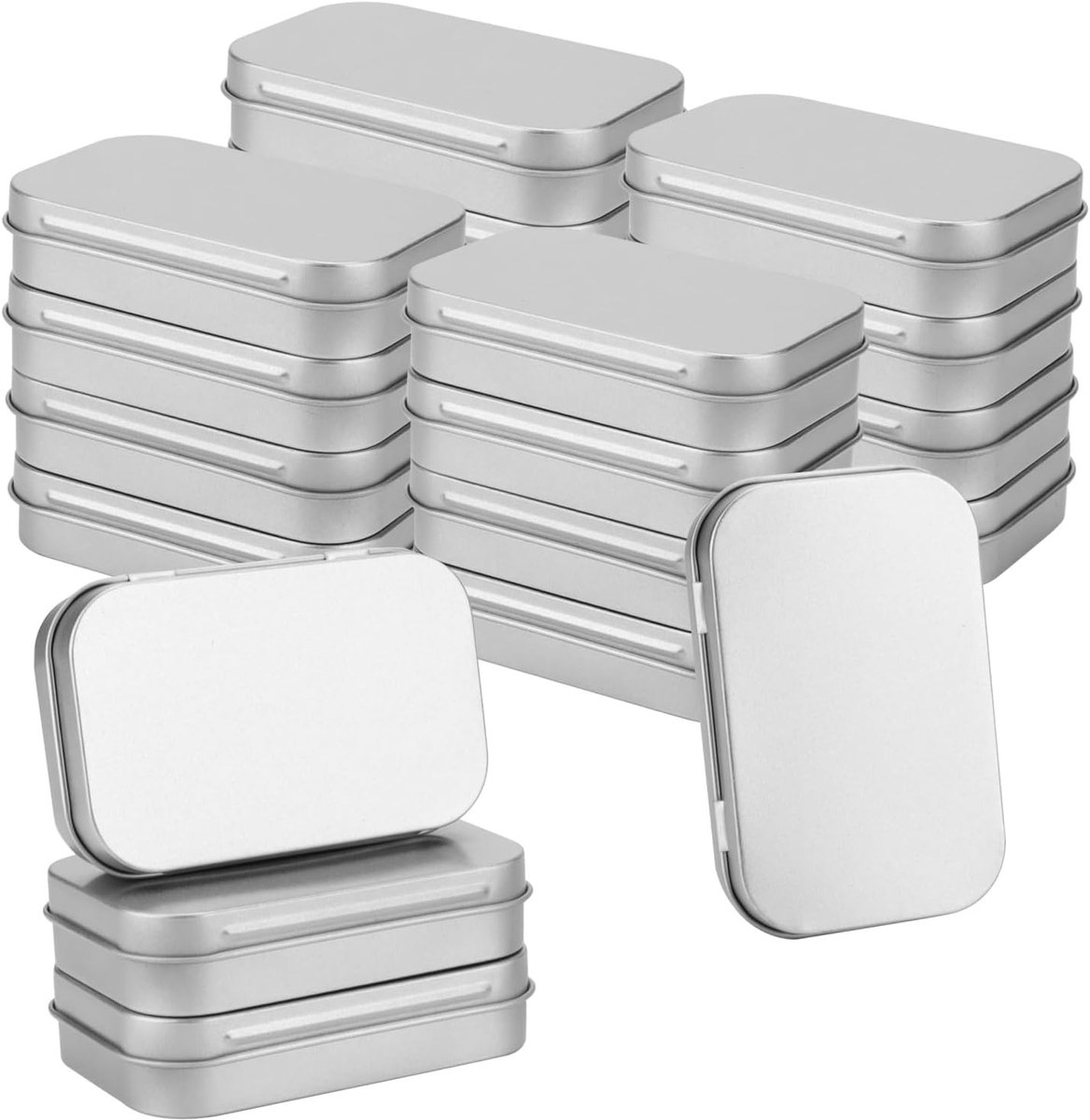 20 Stuks Rechthoekige Lege Metalen Dozen met Scharnier, 9.5 x 6 x 2 cm, Ideaal voor Opslag, Organisatie en Creatieve Projecten