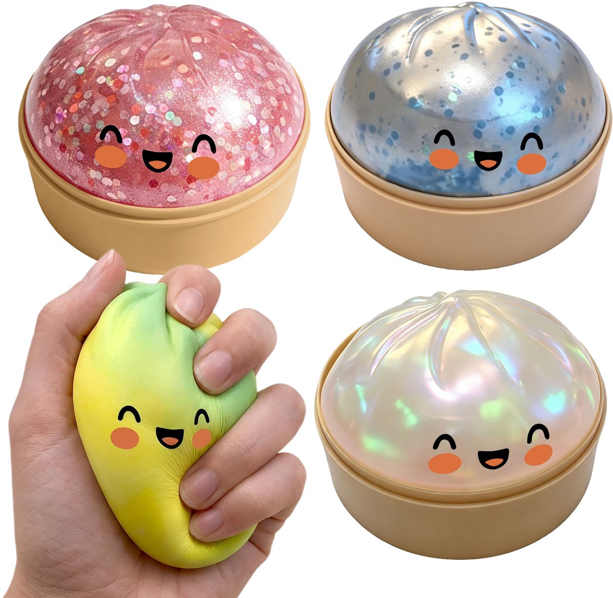 4x Dumpling Fidget Speelgoed - Kawaii Dumpling Knijp Speelgoed - Anti-Stress Speelgoed Fidget Speelgoed Voor Jongens En Meisjes Verjaardagscadeau Kerstcadeau Zakken Verjaardagsfeestje Kind
