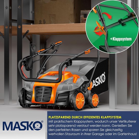 Elektrische Verticuteermachine - Mosverwijderaar Beluchter - Gazononderhoud - Krachtige 2-in-1 Functie - 40 cm Werkbreedte - Zwart — afbeelding 3