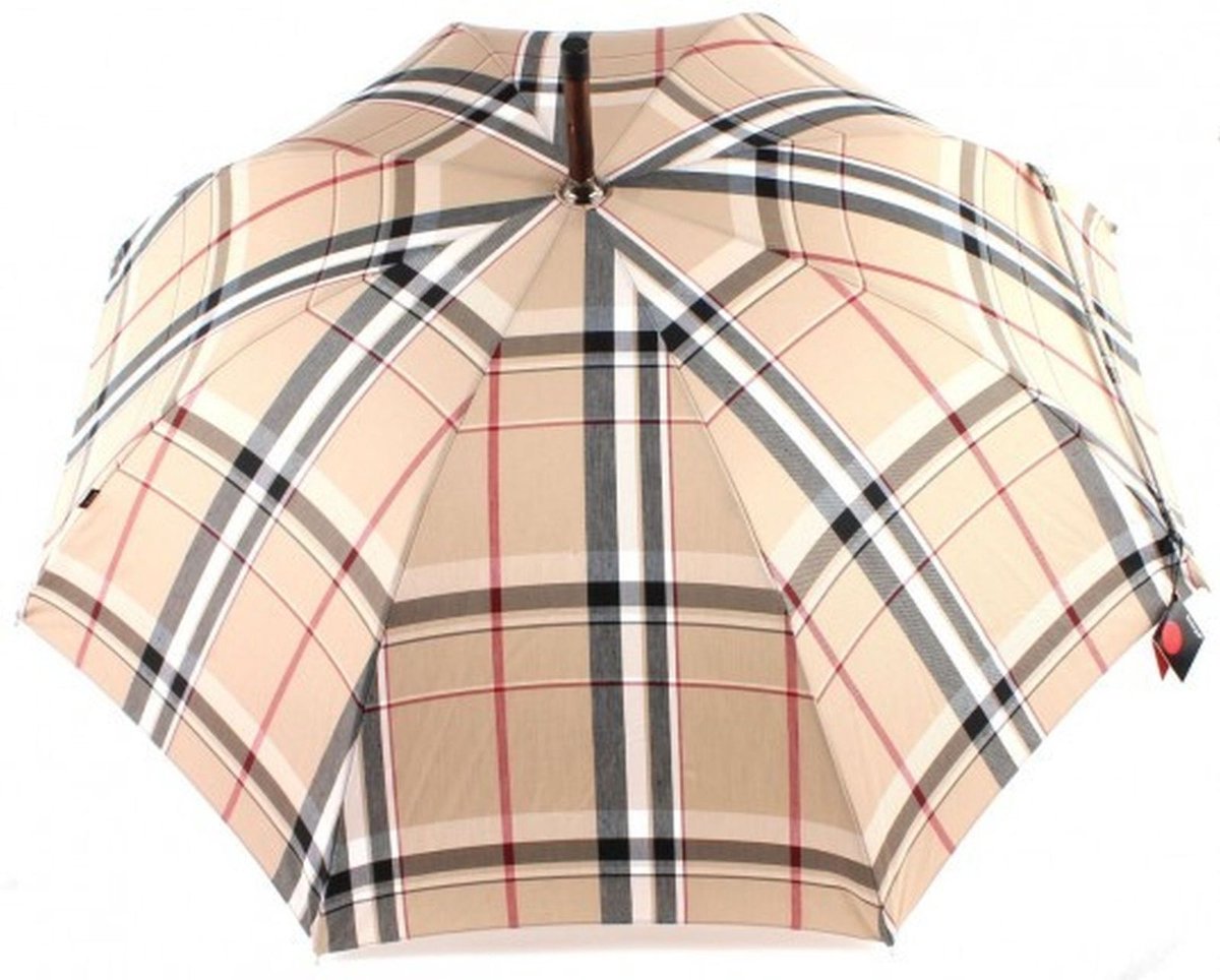 Knirps paraplu Chestnut Long Check Beige