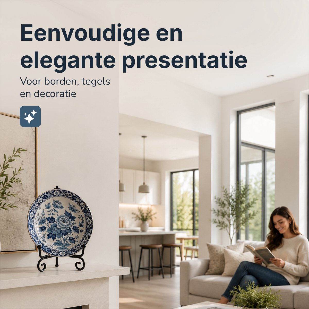 Luft Bordenstandaard - Groot - Borden en Boeken - Display - Standaard - Houder - Steun - Rek - Hanger - Sierborden - Kookboek - Zwart - Metaal — cadeau in Cadeau-ideeën - foto 3