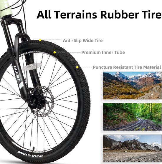 Kindermountainbike - Jongensfiets Meisjesfiets - Buitenfietsen Trail - 21 Versnellingen Voorvering - 24 Inch Wielmaat - Groen — afbeelding 3