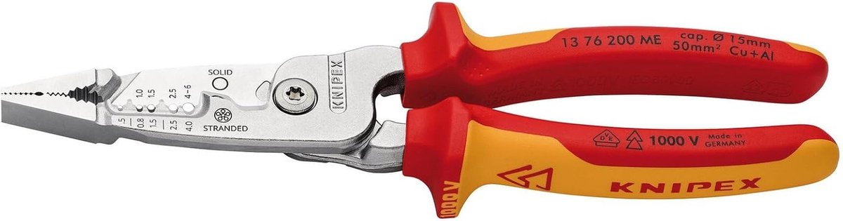 Draadstripper - Metaalstripper Kabelstripper - Elektrisch Werk - VDE Getest - 200 mm - Rood Geel