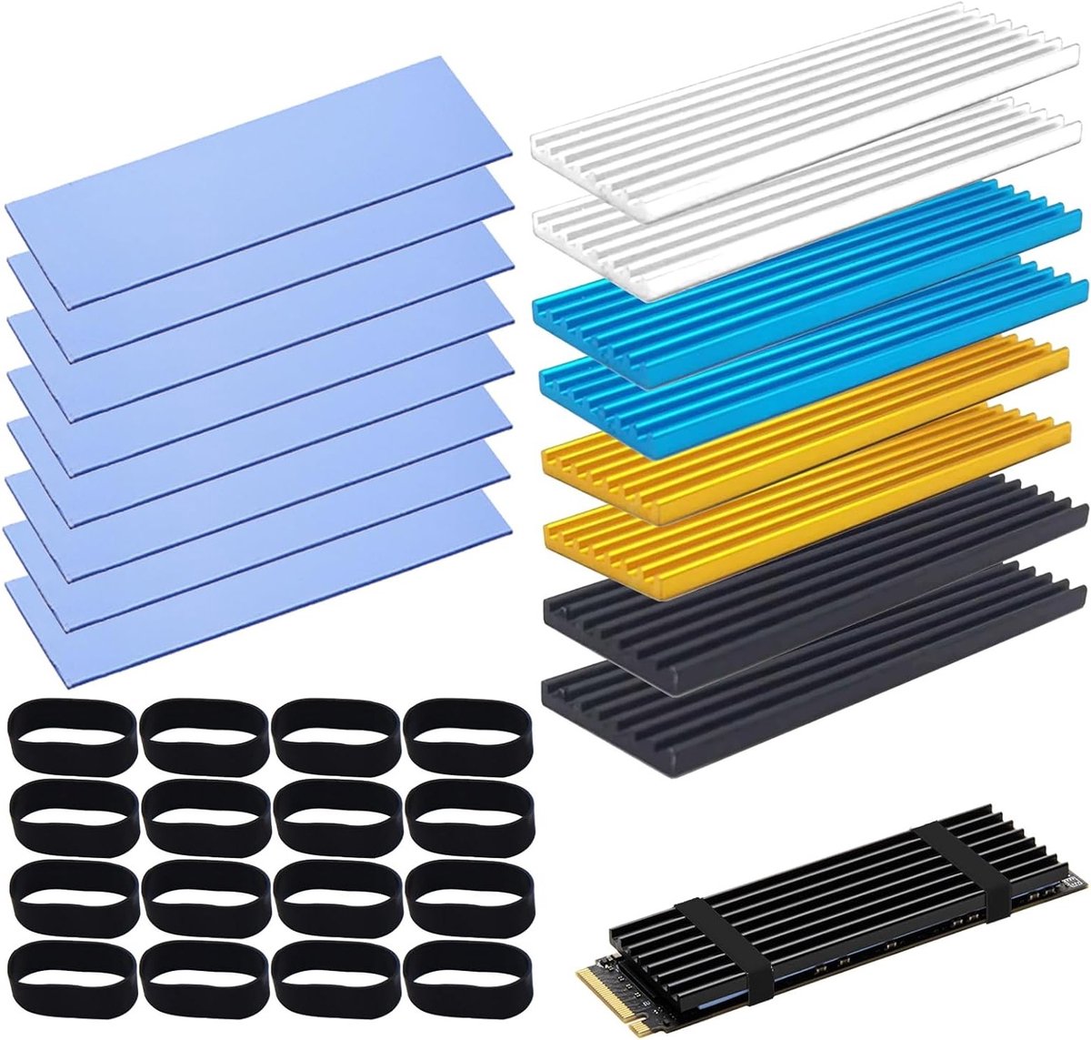 8 Pack M.2 2280 NVMe SSD Heatsink Aluminium Koeling met Thermische Pad