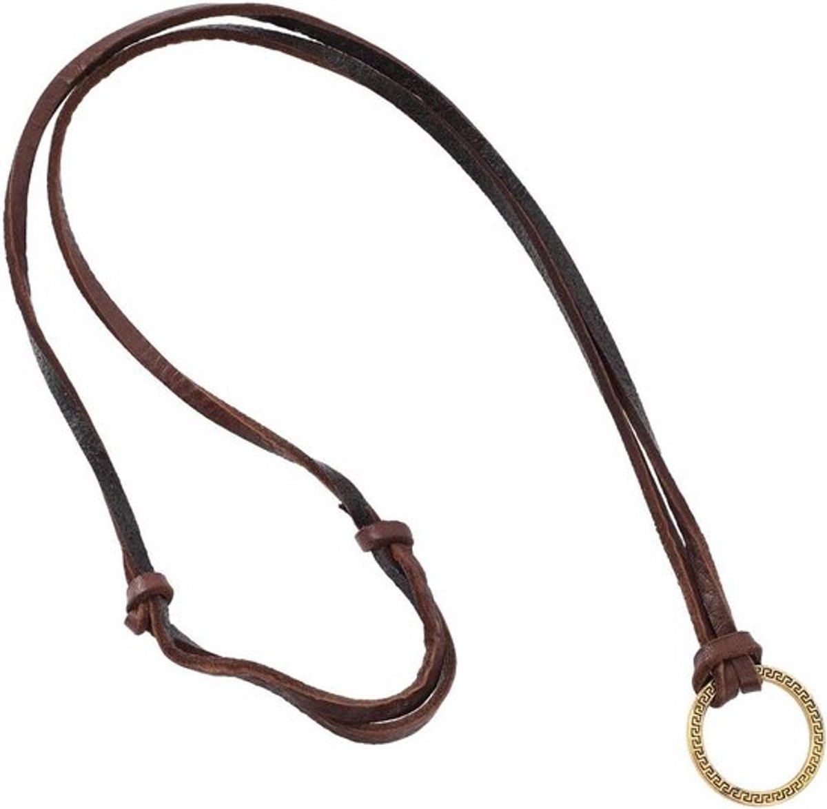 - Bril Houder Ketting - Lederen - Bruin - Koeienhuid - Retro Koord - Verstelbare - Hangende Loop - Goud - Ronde Ring - Zonnebril Brillen String - Houders - Strap Chain - voor Bril Accessoires - Mannen Vrouwen.