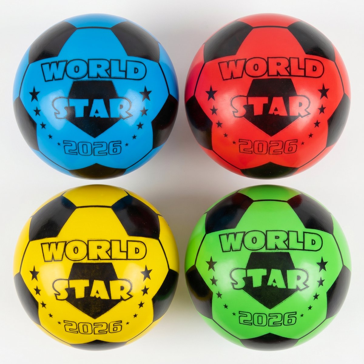 Voetbal - Bal - Plastic - 23 cm - 4 stuks - Opgepompt - Blauw, Rood, Geel, Groen - Voor binnen & buiten - Kinderen - Jongens en Meisjes - Spel & Sport - Speelbal