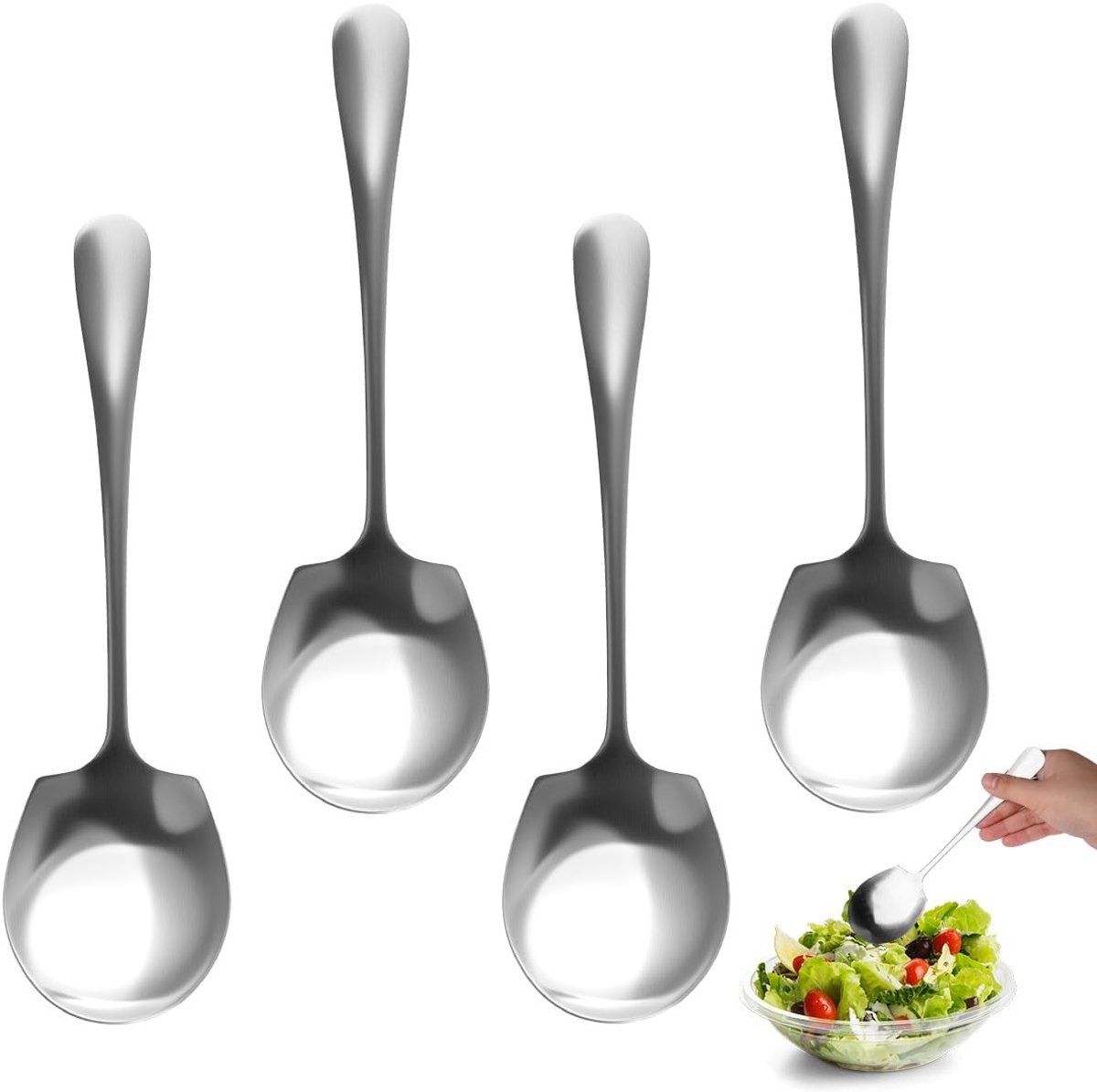 Serveerlepels Set van 4 – RVS 21 cm – Grote Opscheplepels met Lange Steel – Duurzaam & Vaatwasserbestendig – Voor Buffet, Keuken & Restaurant