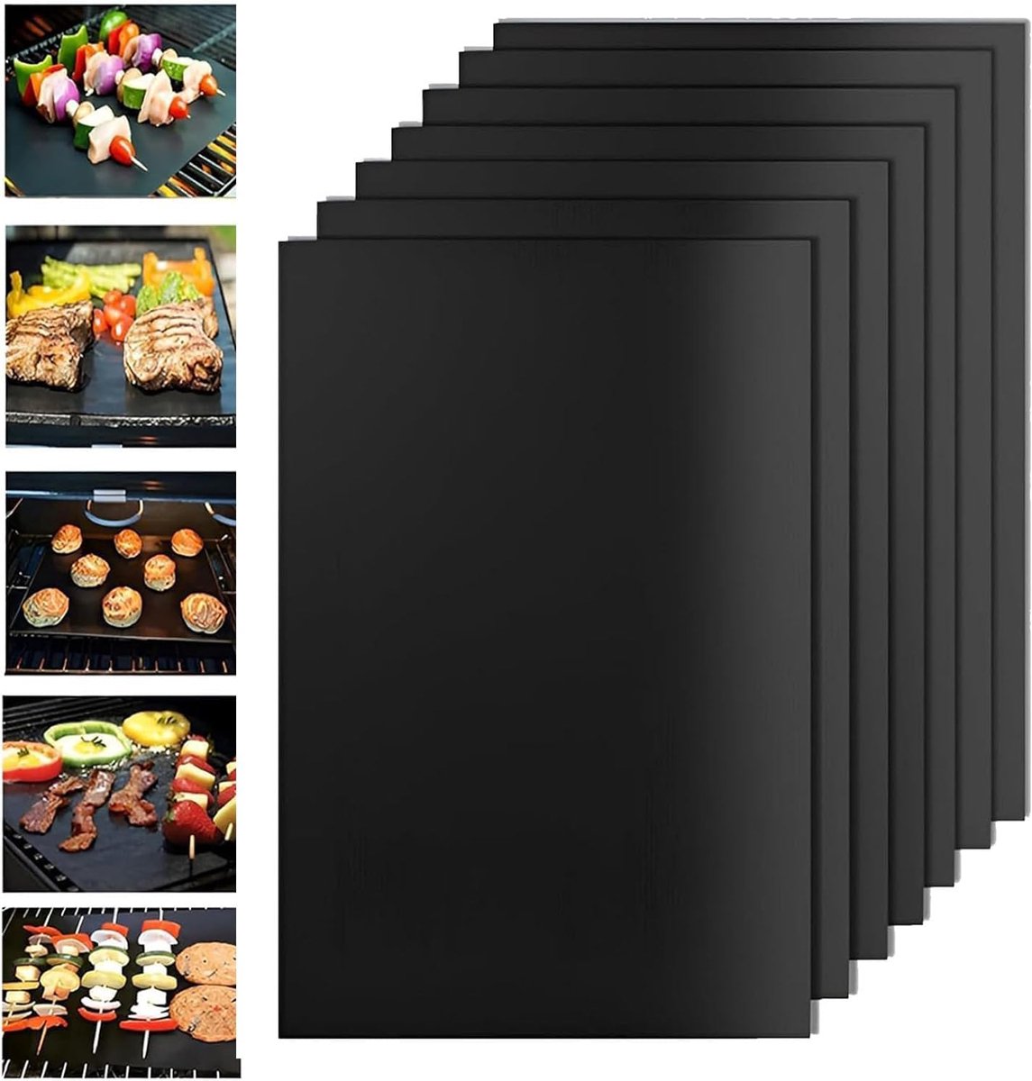 BBQ Grillmatten Set van 7 - 40 x 30 cm - Hittebestendige en Herbruikbare Matten voor Gasgrill en Houtskool