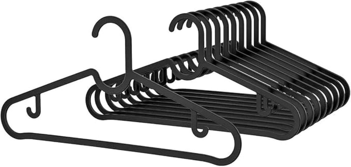Slanke Kunststof Kleerhangers Zwart – Set van 10 – Ruimtebesparend & Lichtgewicht