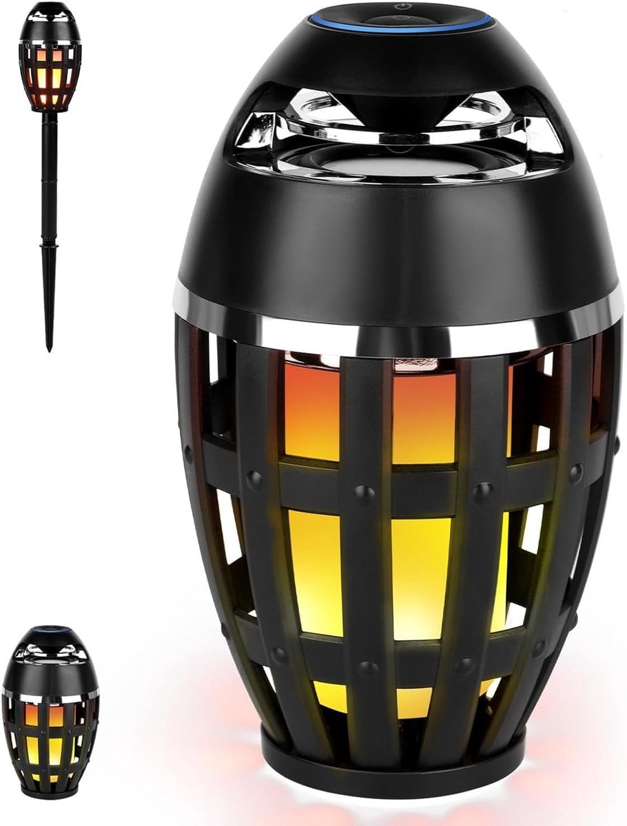 Outdoor Bluetooth Luidspreker - Vlamlicht Luidspreker - Terras Muziek - Waterdicht IPX4 - 2 stuks - Zwart
