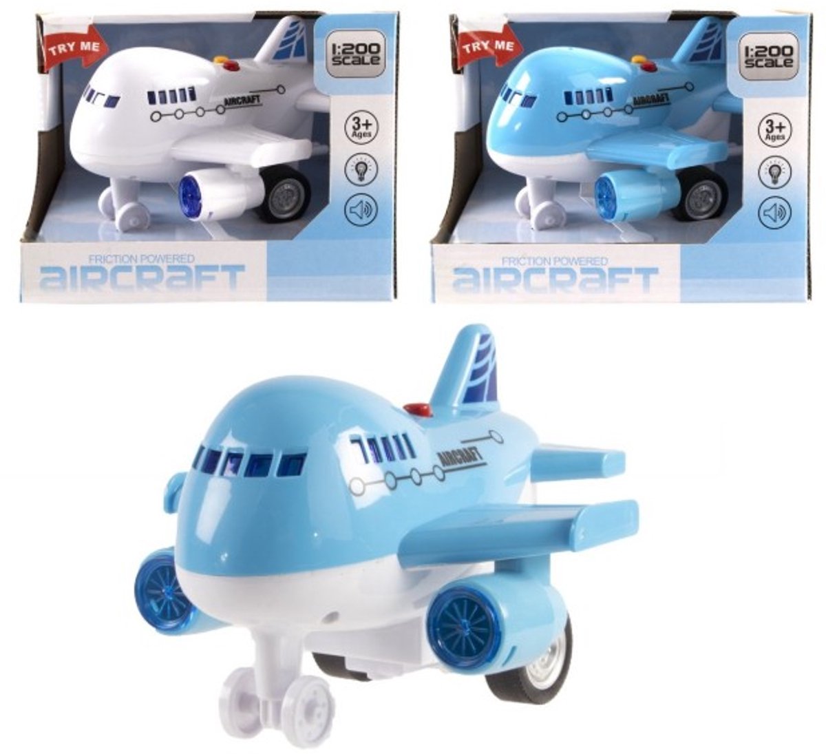 Kidsfun vliegtuig speelgoed met licht en geluid - 14 cm - vliegtuig.