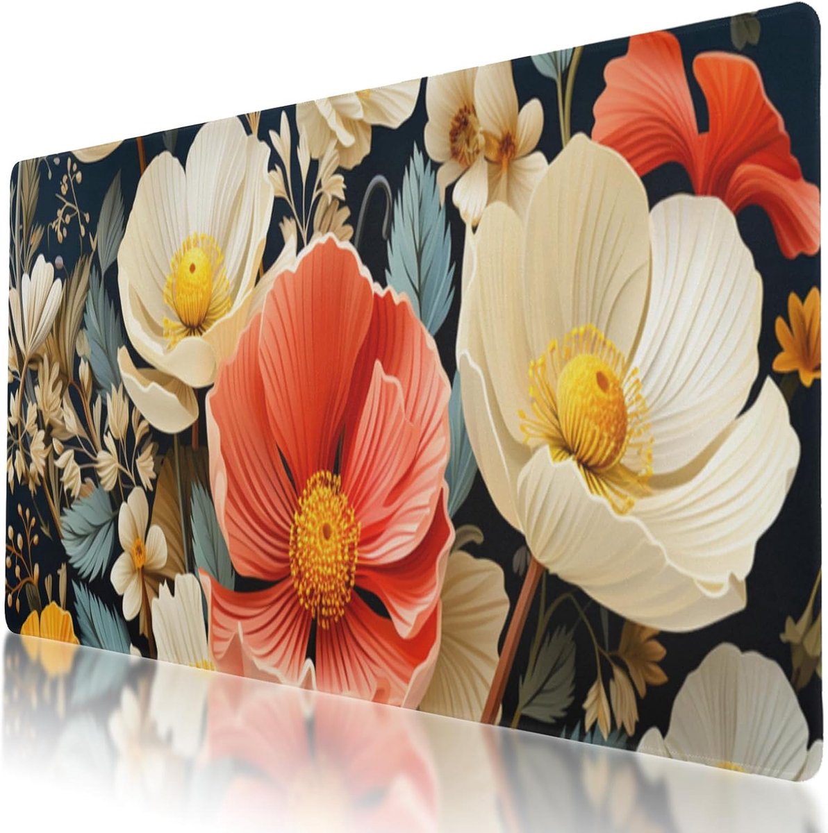Gaming muismat - Muispad - Bureau organiseren - Waterdicht oppervlak - 90 x 40 cm - Bloemenprint