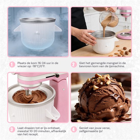 IJsmaker Opzetstuk voor KitchenAid Stand Mixers - Geschikt voor 4.5QT, 5QT & 6QT Tilt-Head en Bowl-Lift Mixers - 1,9L IJskom voor IJs, Sorbet, Gelato en Frozen Yoghurt van Merkloos — afbeelding 5