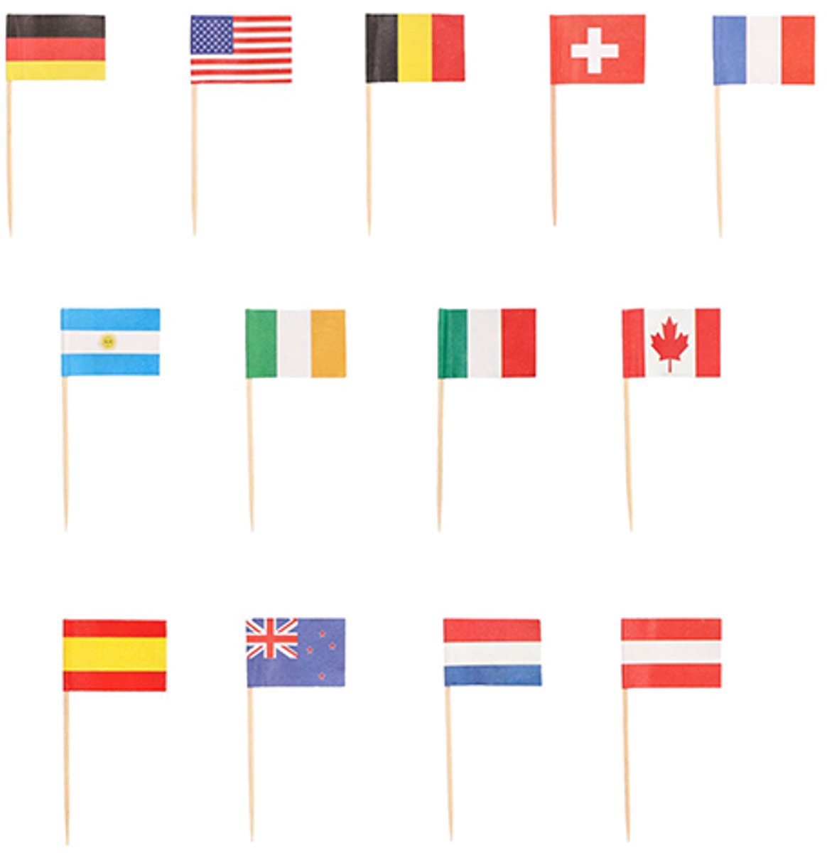10x 500 Decoprikkers 8 cm Nations