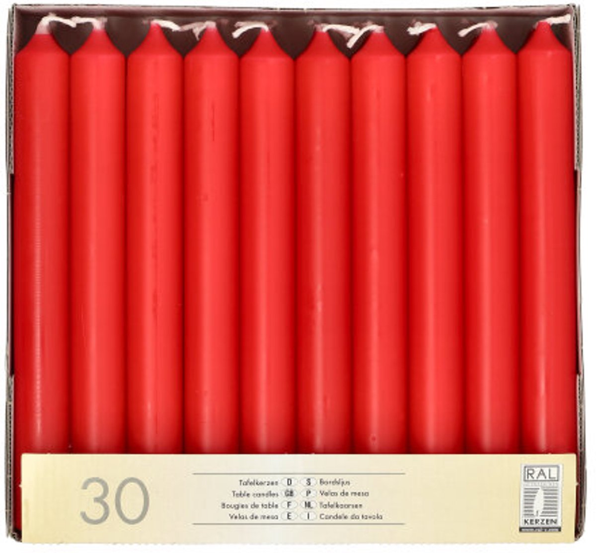 4x 30 Tafelkaarsen Ø 21 cm · 196 cm rood