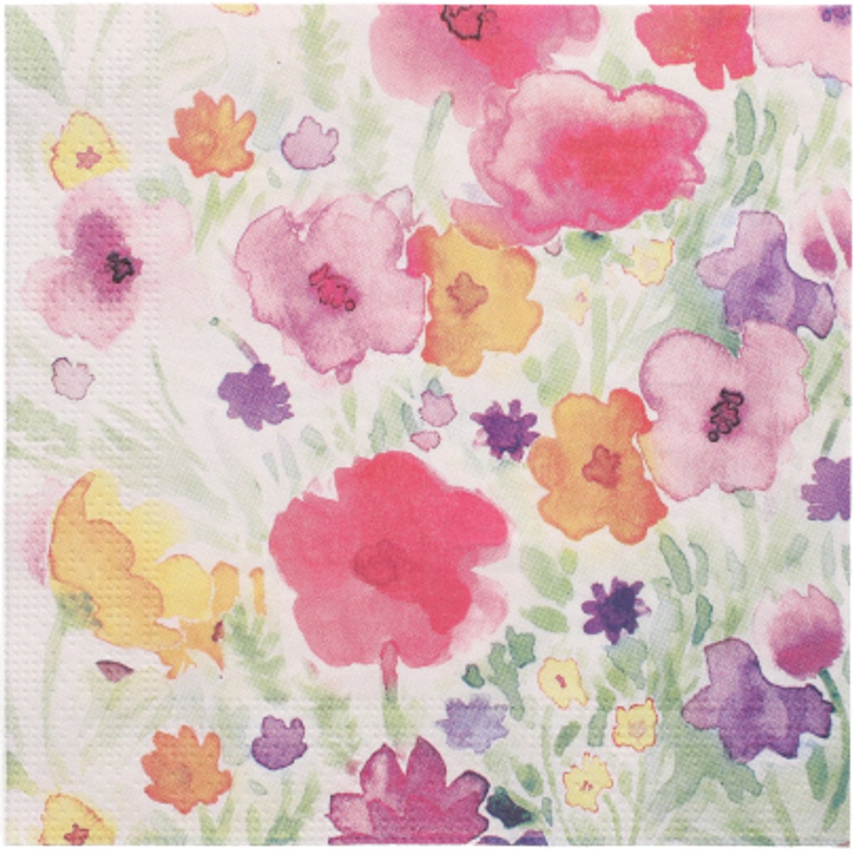 10x 20 Servetten 3-laags 1/4 vouw 33 cm x 33 cm Flower Field