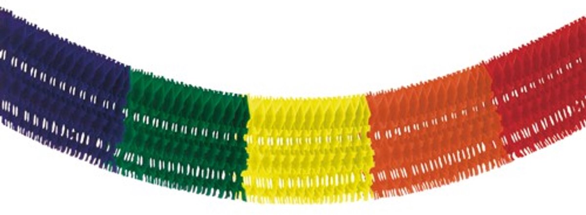 5x Guirlande extra groot papier 10 m Rainbow fringe brandvertagend