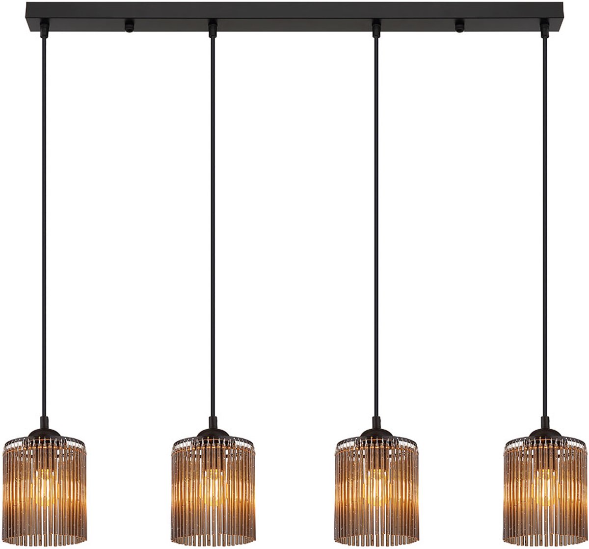 Hanglamp Hanglamp Eetkamerlamp 4 vlammen rookkleurig zwart, metaal acryl decoratie, LxBxH 87x12x133 cm