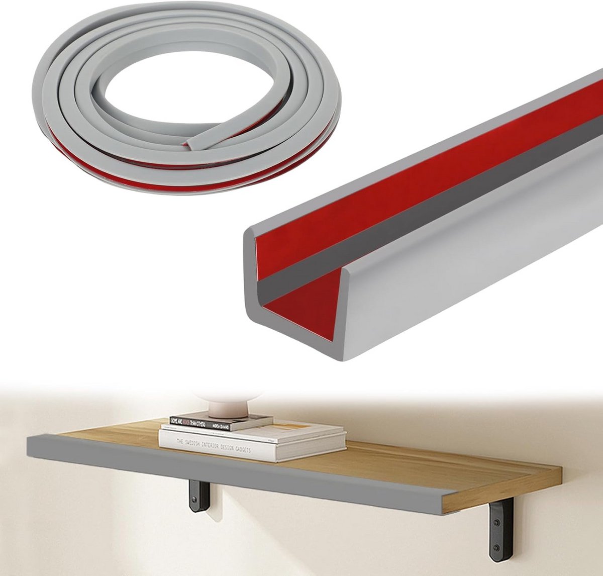 Zelfklevend Rubber Randprofiel 6 Meter voor 11-14 mm Randafwerking U-profiel
