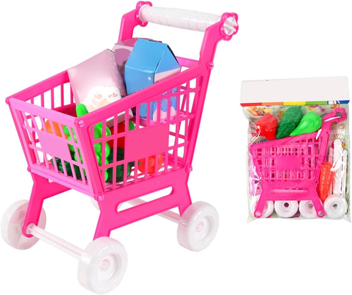 Speelgoed winkelwagen - Mini boodschappenkar - Kinderspel rollenspel - Gladde randen hoeken - 22 x 20 x 3 cm