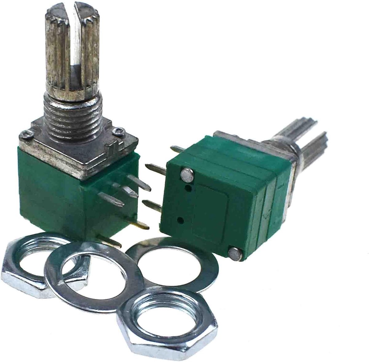 Variabele Weerstand - Audio Potentiometer - Versterker Regeling - Met Schakelaar - 15mm As - Groen