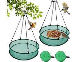 Vogelopvangbak Set - Vogelvoer Station - Vogels Voeren Buiten - Verstelbare Ophanging - 51 x 11 cm - Groen