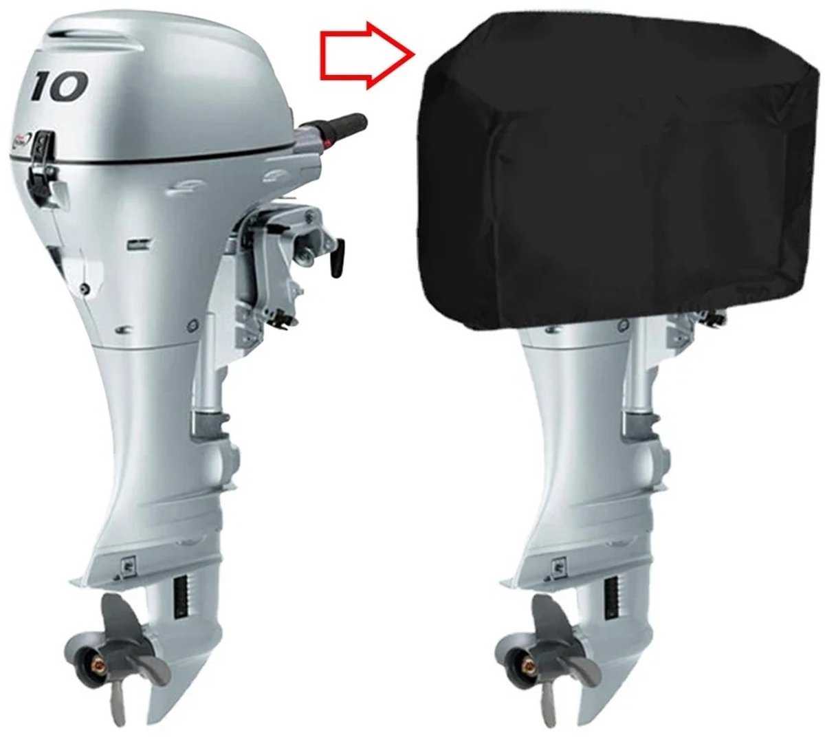 WiseGoods Premium 15 PK Buitenboordmotor Hoes Waterdicht & UV Proof - Oxford Beschermhoes Boot Motor - Hoezen Motoren Boten Zwart – foto 3