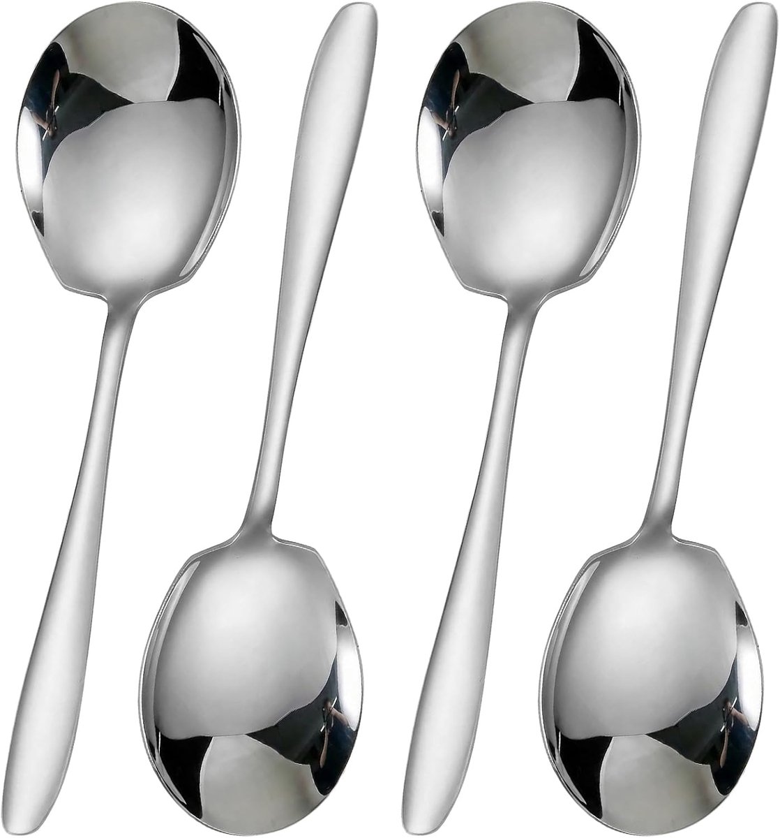 Serveerlepels Set - Grote Lepels - Buffet Serveren - Roestvrij Staal - 22cm Lengte - Zilver