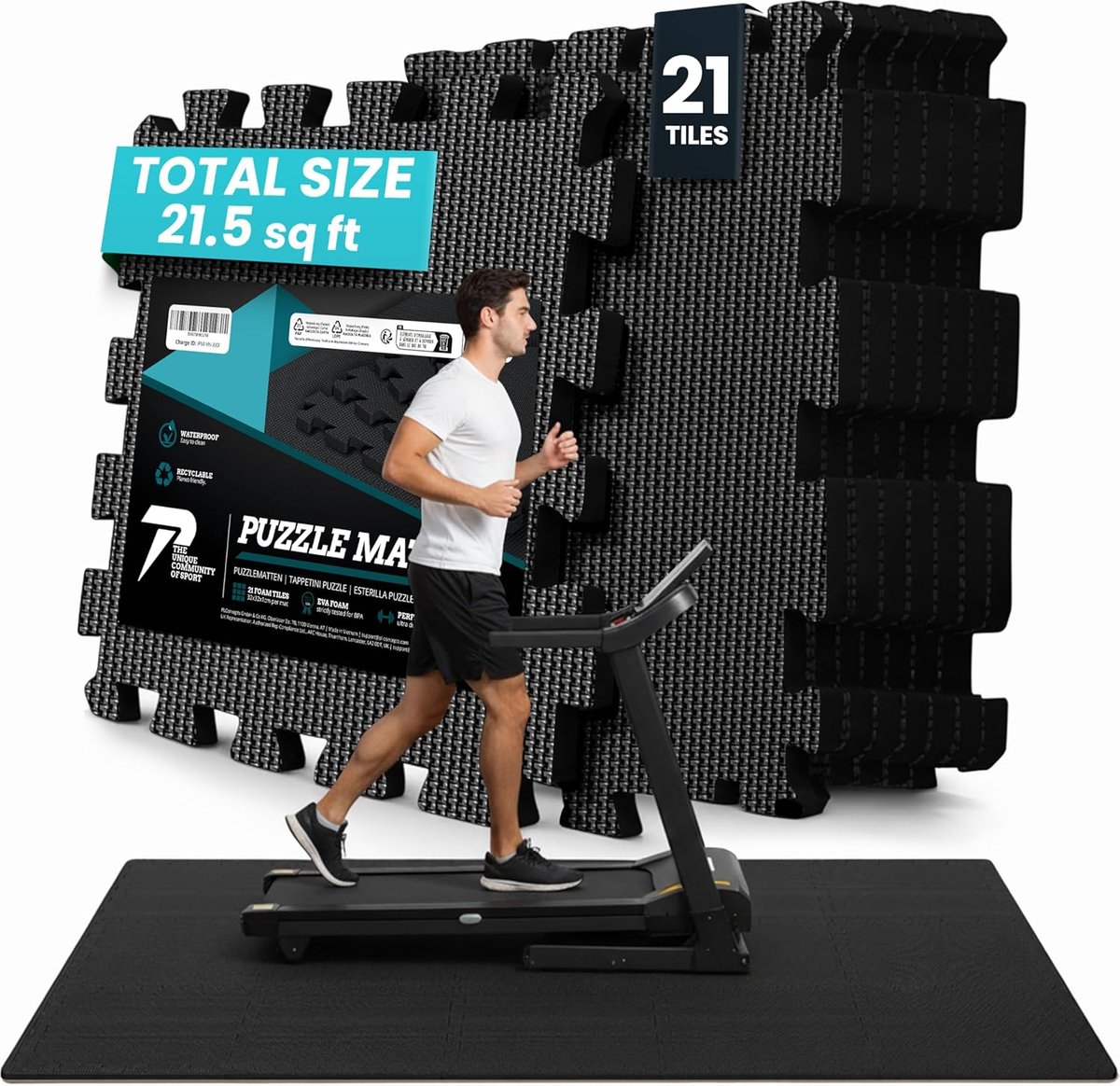 Sport Puzzelmat - Vloerbescherming Set - Thuis Fitness - Schokabsorberend Ontwerp - 21 Stuks - Zwart