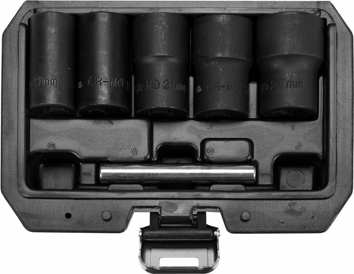 YATO YT-06032 Extractorset - 6-Delig - Voor Beschadigde Bouten en Moeren - 1/2" Aansluiting - 17-27 mm - Cr-Mo Staal - In Koffer