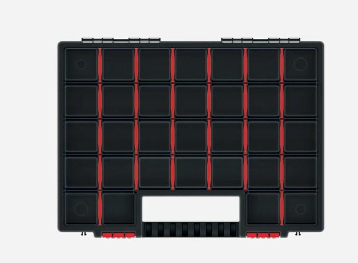 Kistenberg Sorteerbox/vakjes koffer - spijkers/schroeven/kleine spullen - 30 vaks - kunststof - zwart - 40 x 30 x 5 cm