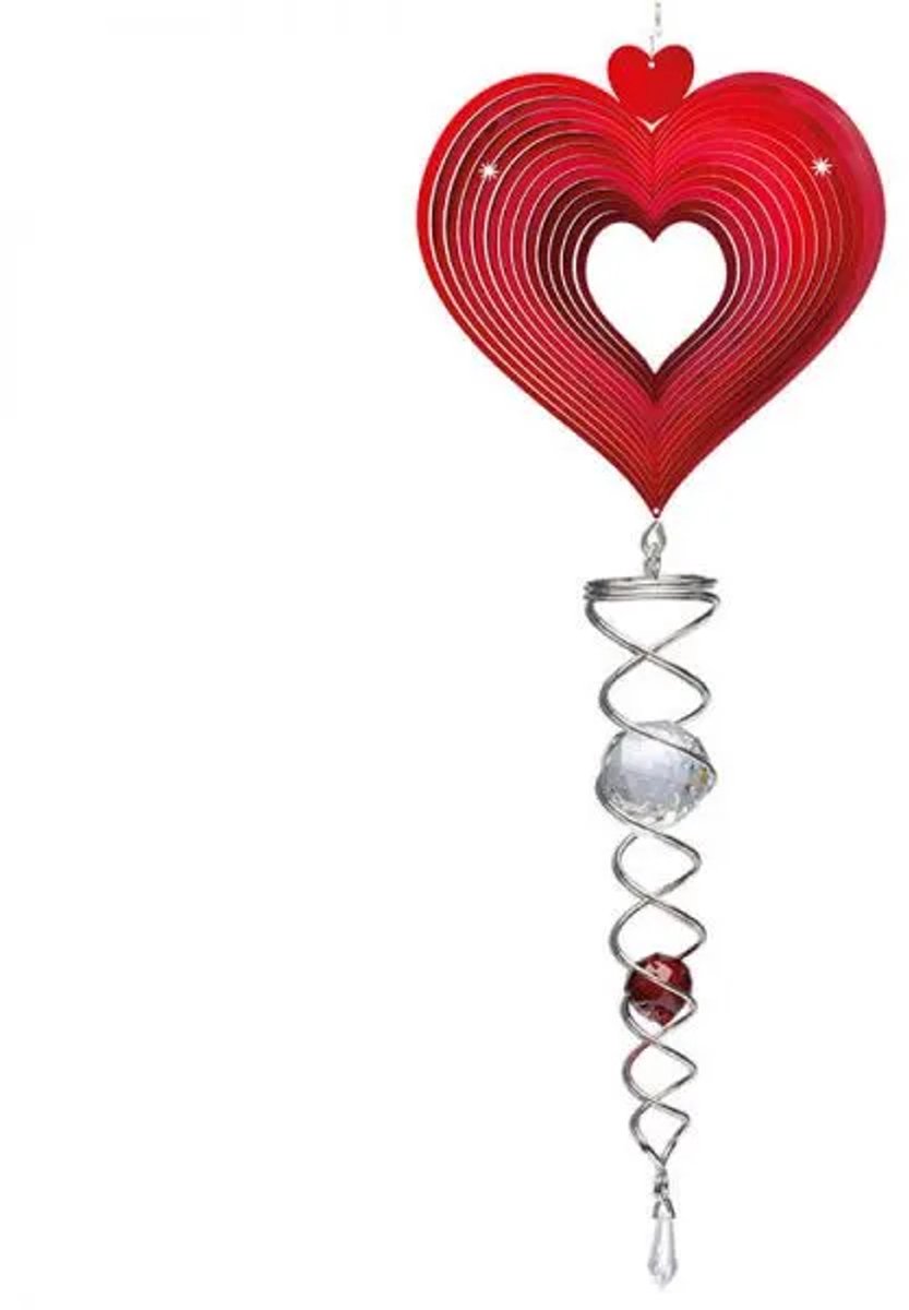 Windspinner, Spin Art, Heart Red Artist Crystal Tail, ACTHER0103