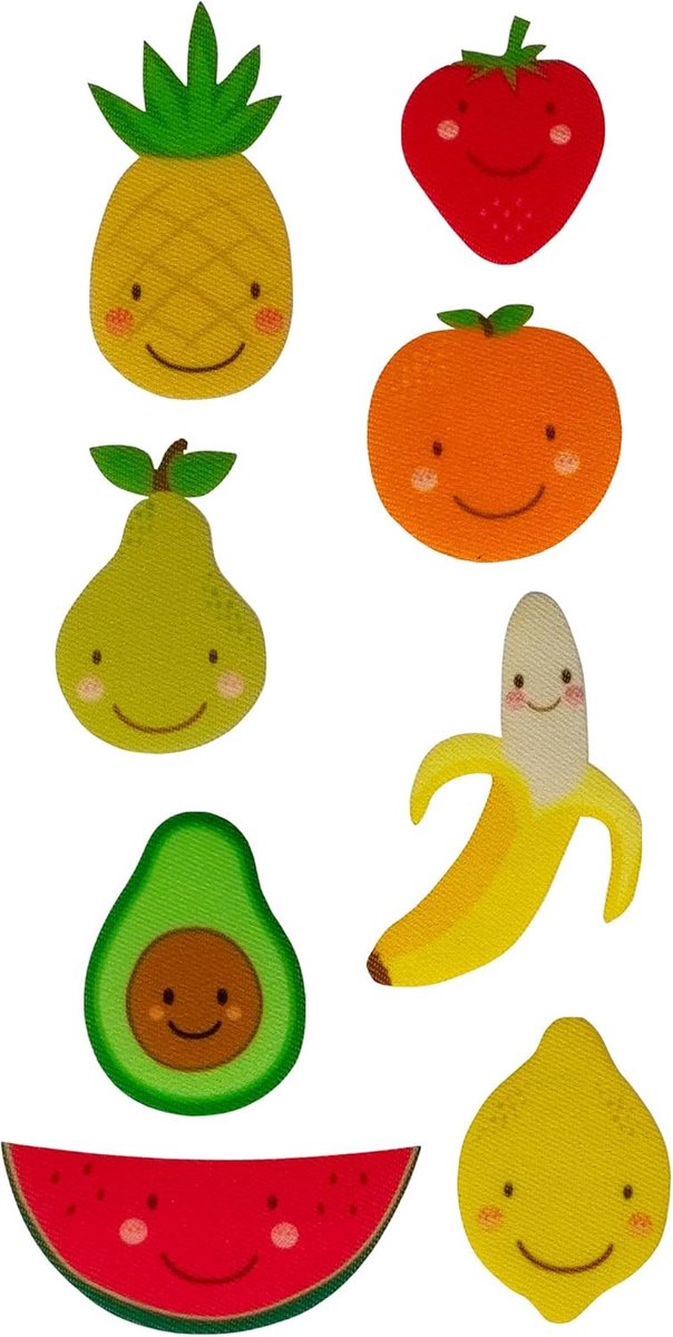 Kinder Kniepleisters - Opstrijkbare Patches - Kleding Repareren - Gezeefdrukt Design - Set van 8 - Fruit