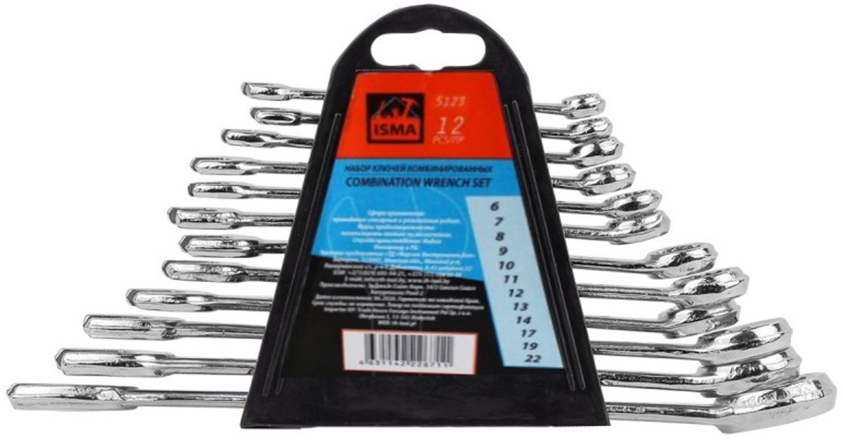 ISMA - Dopsleutelset - 12 delig - 6 tot 22 mm - Chroom