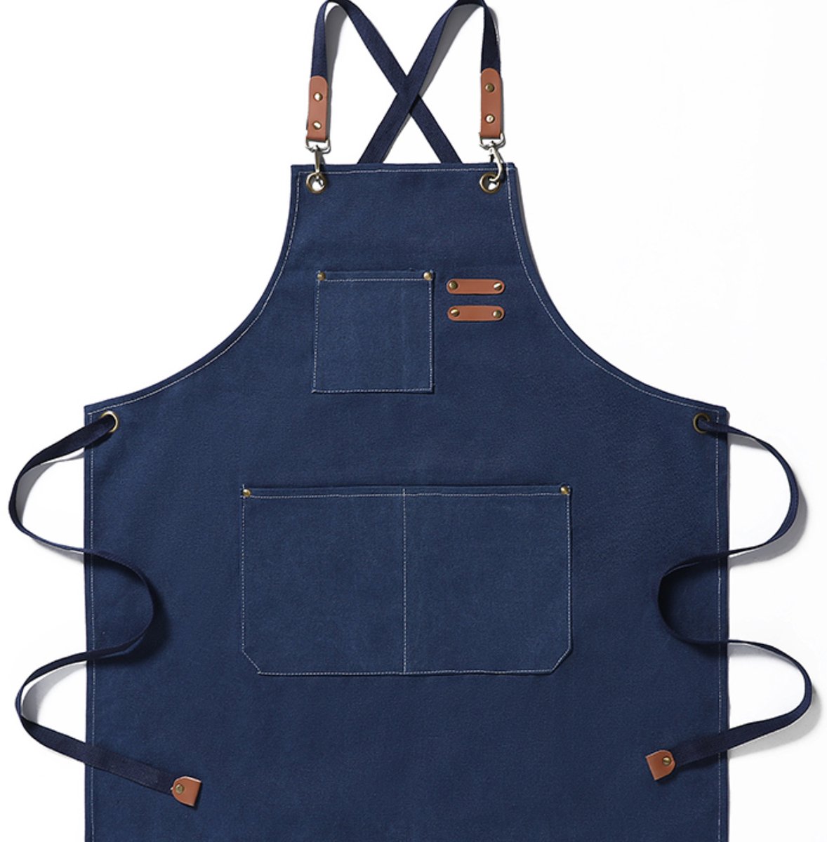 Dutchlander stoer katoenen schort met handige vakken - blauw - one size