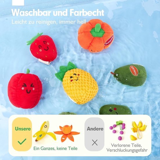Montessori Zintuigelijke Speelset - 12 Stuks Zachte Fruit & Groente Speelgoed met Ritselgeluid voor Baby's 6-12 Maanden, Educatief Cadeau — afbeelding 3