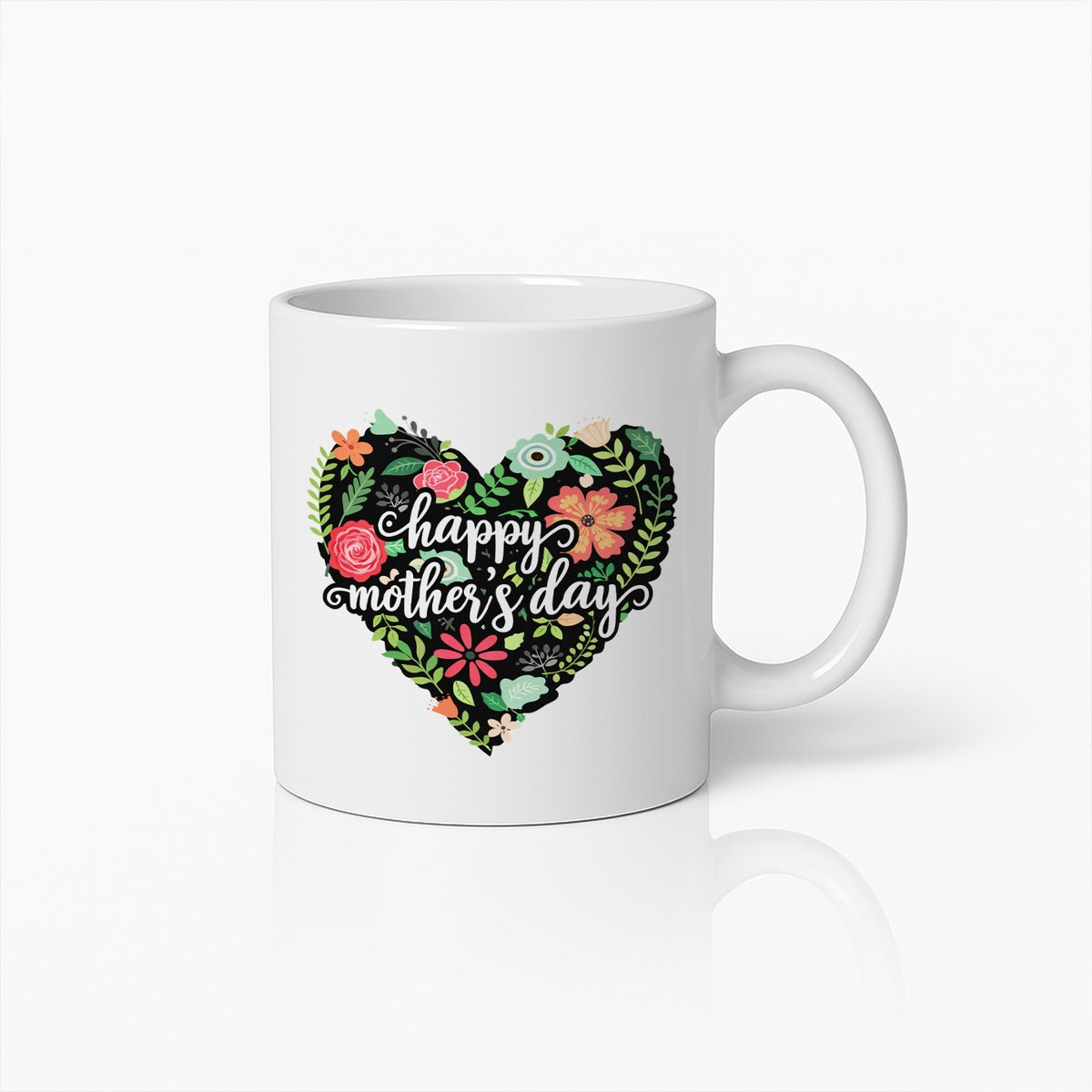 Happy Mother's Day Hart Bloemen Design Keramische Mok - Uniek Moederdag Cadeau
