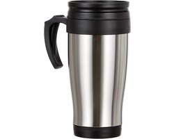 axentia Coffee to Go Stainless Steel Travel Tumbler, 400 ml, Insulated Cup with Handle, Dense and Leak-Proof