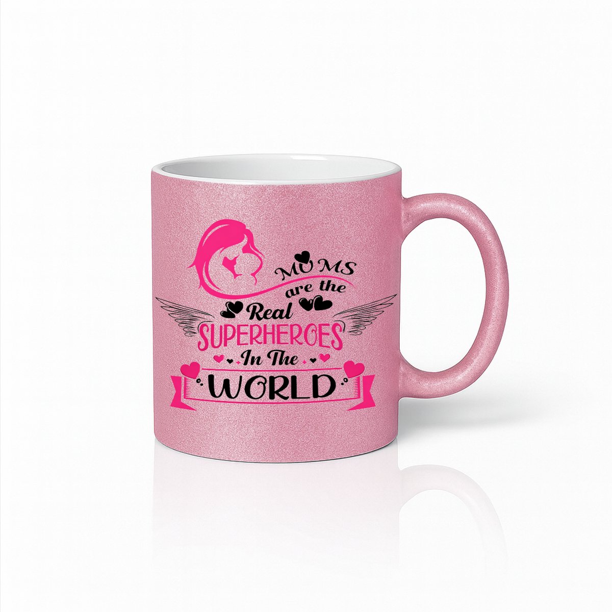 Moederdag Mok - Mums Are The Real Superheroes In The World - Koffiebeker 330ml - Roze