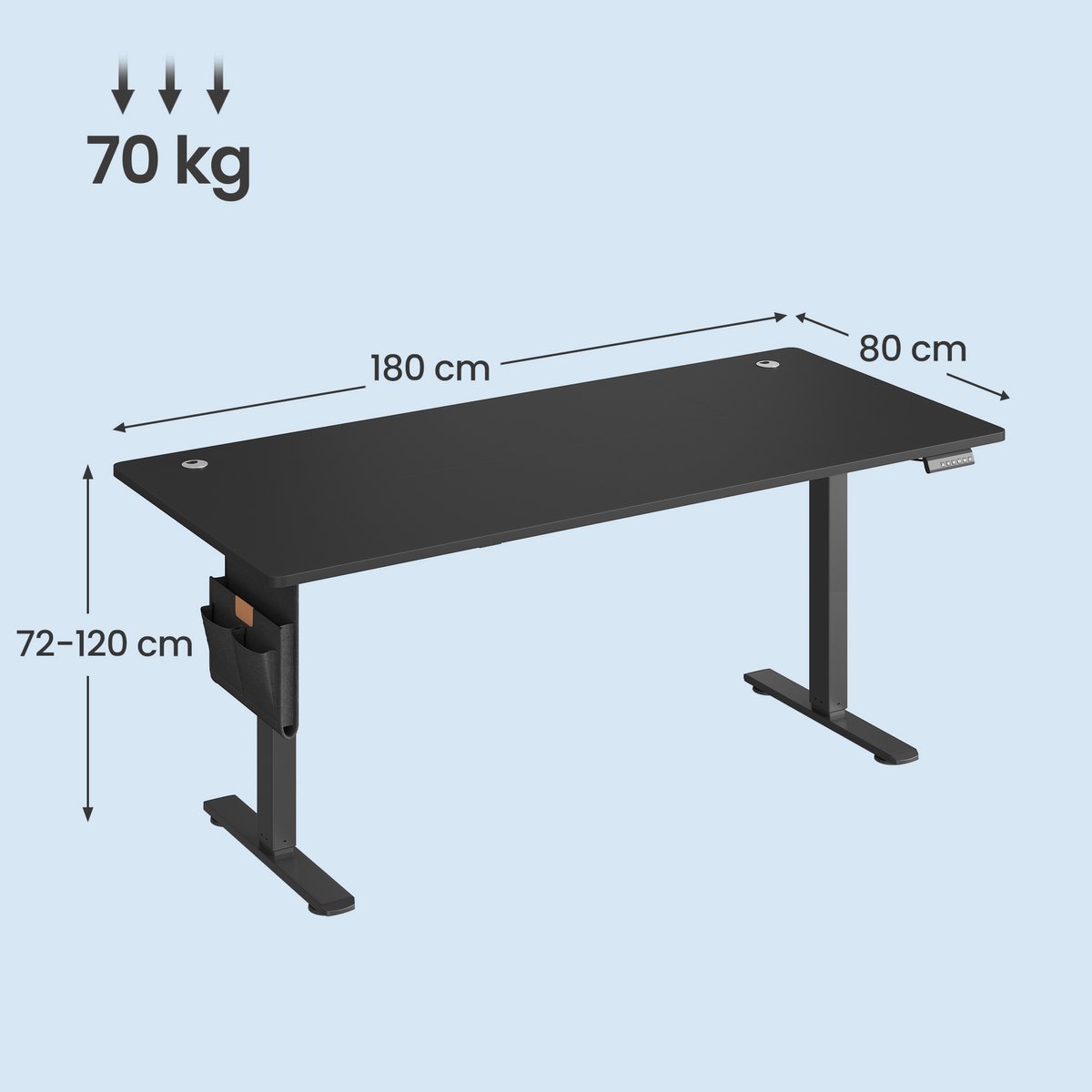 SONGMICS - Zit Sta Bureau - Met Geheugenfunctie en USB-C Poort thumbnail 2