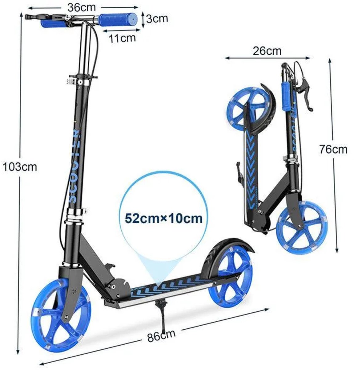Opvouwbare Step 20cm - Verstelbaar stuur + LED-wielen thumbnail 5