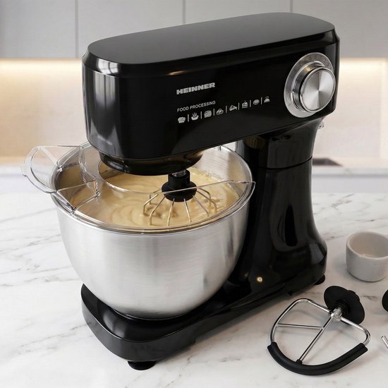 Heinner HPM-D750BK - Planetaire Mixer - 3,5 L - 600 W - 12 snelheden - RVS Mengkom - Pulsefunctie - Zwart van Heinner — afbeelding 4